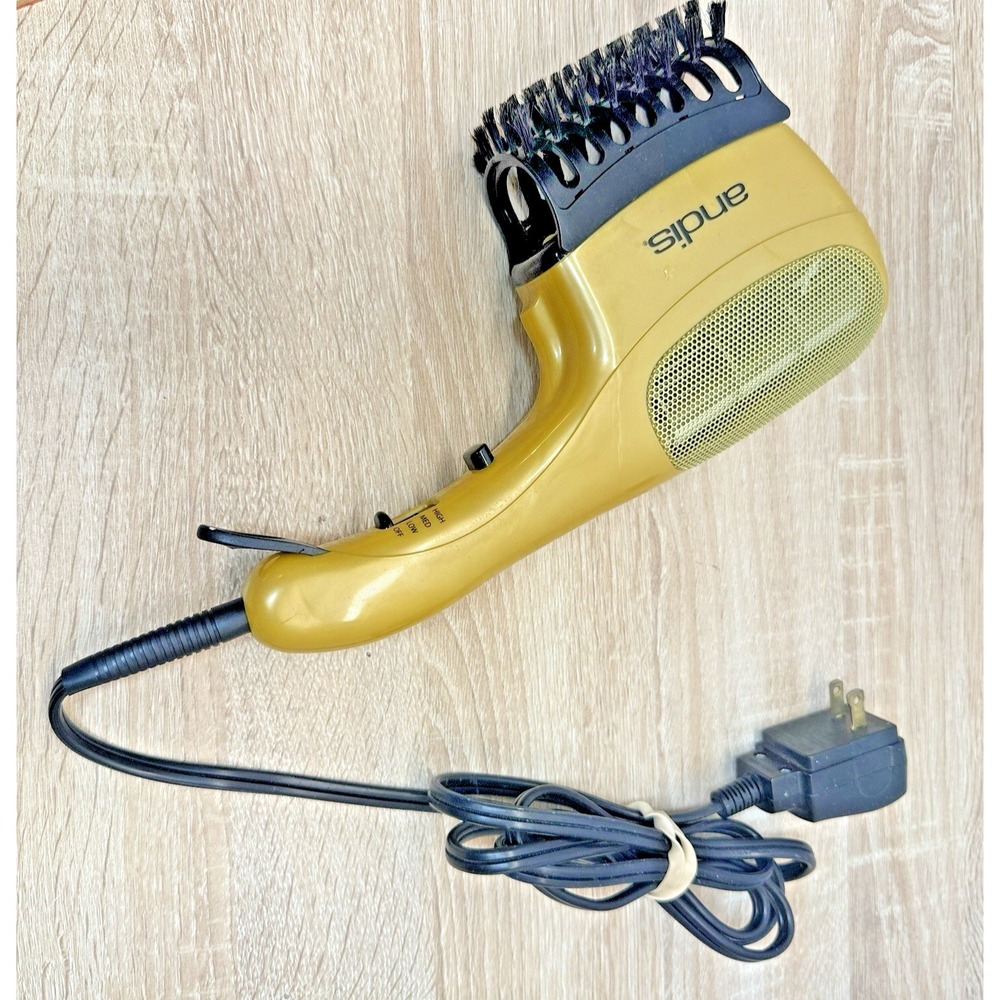 Andis Gold Ceramic Ionic Hair Dryer Styler Soft Bristle Brush Attachment Works